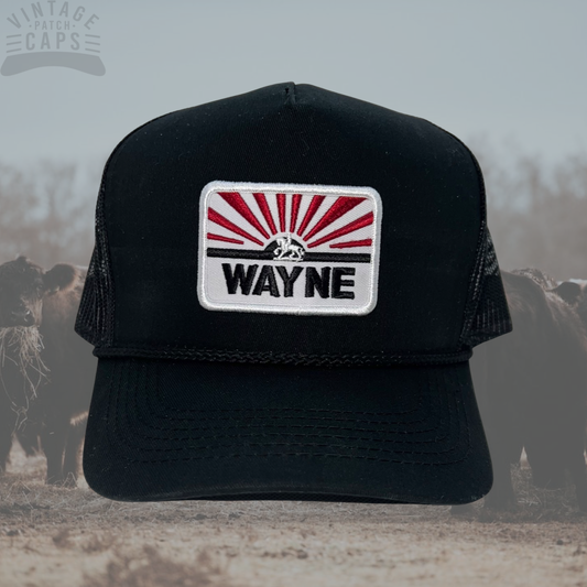 WAYNE FEEDS Black Throwback Trucker Patch Hat FAST SHIPPING 🔥🔥🔥🔥