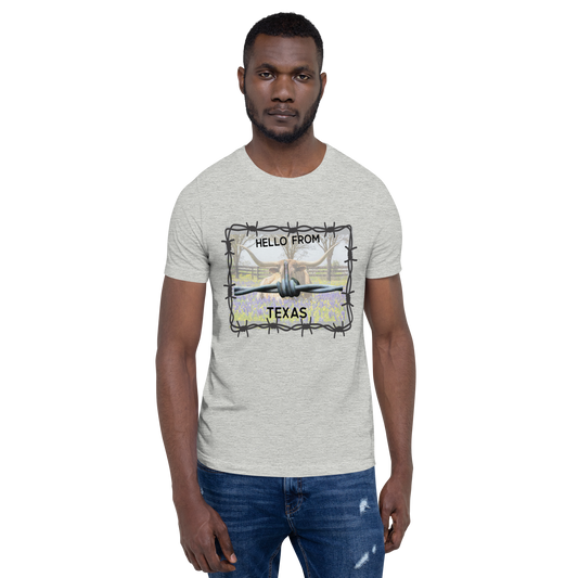 Hello From Texas Unisex T-shirt Barb Wire Longhorn