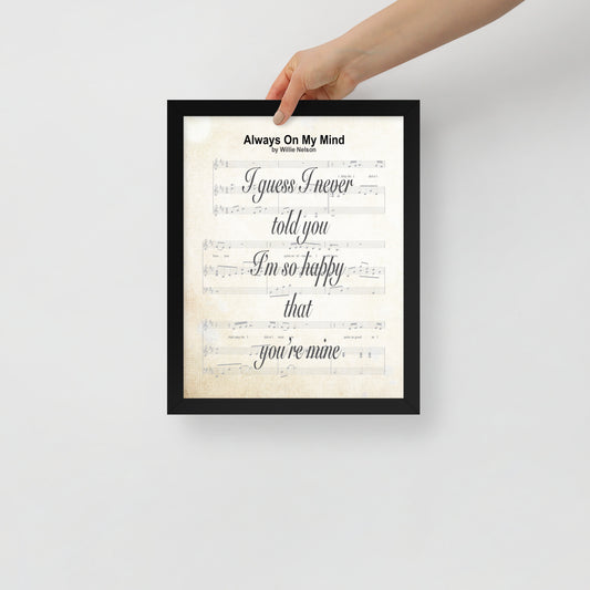 "Always on my Mind" by Willie Nelson Framed Sheet Music Poster