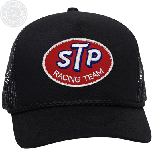 STP Racing Team Black Throwback Trucker Patch Hat FAST SHIPPING 🔥🔥🔥🔥🔥