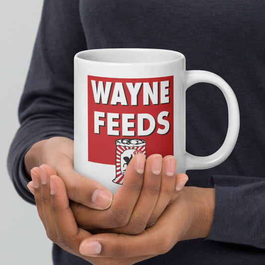 Wayne Feeds White glossy mug